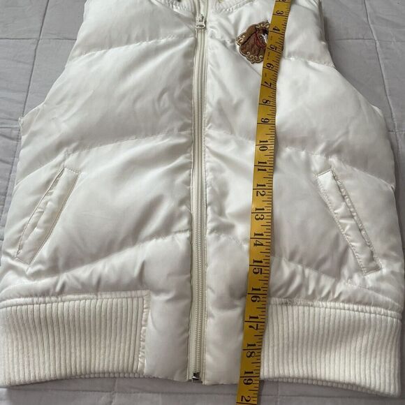 Old Navy Down Puffer Vest Size Large Girls Ivory Vintage 90s Horse Patch… - Picture 4 of 8